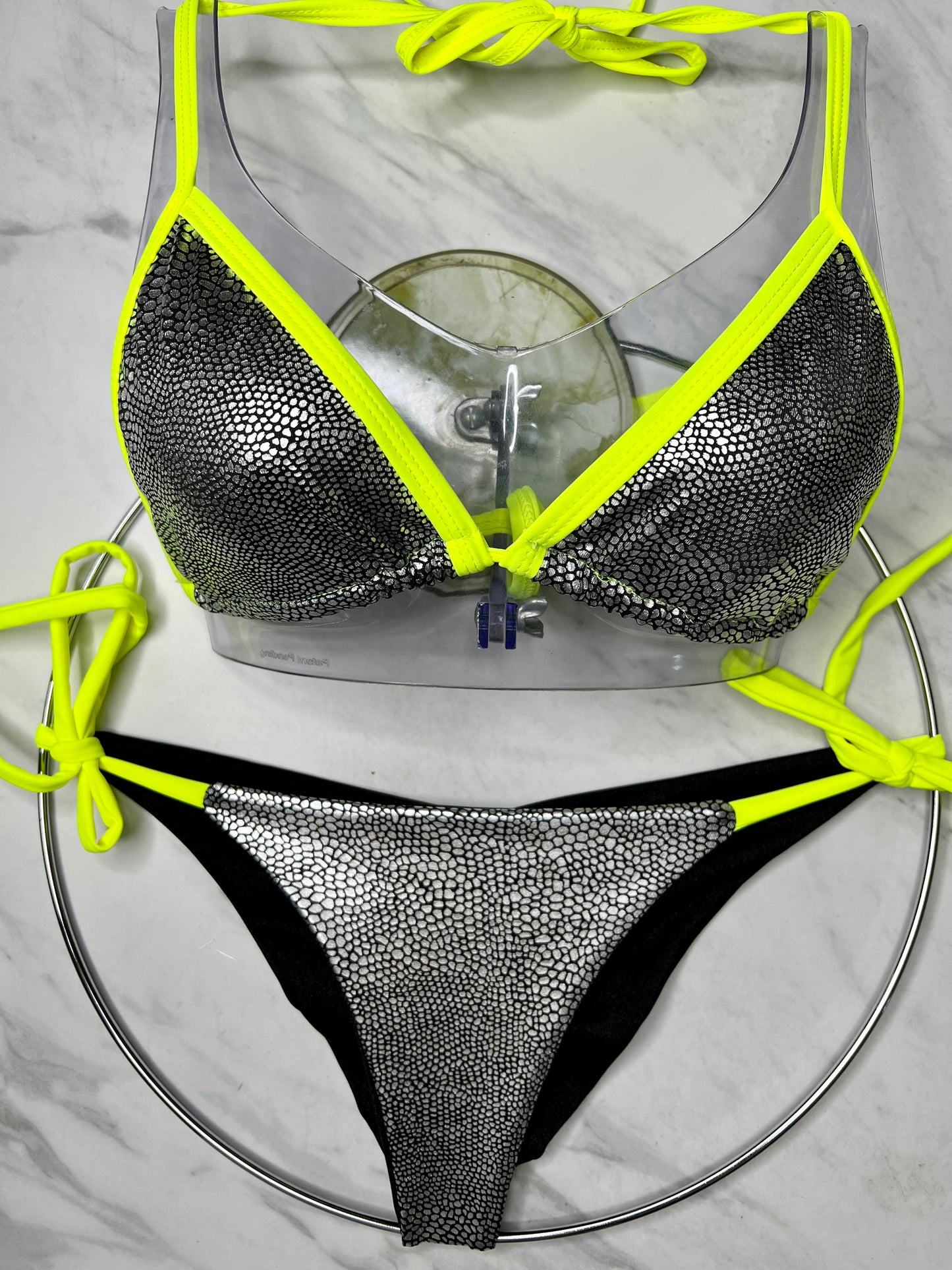 Hologragraphic Silver & Neon Yellow Top